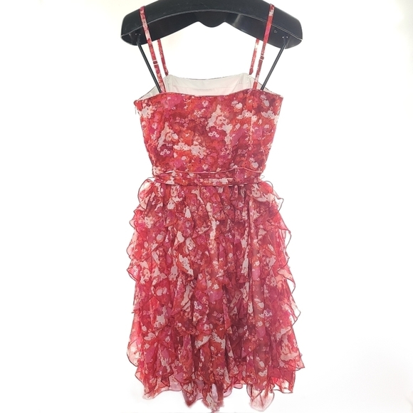 White House Black Market Formal Layered Ruffle Strap/less Dress - Picture 1 of 12